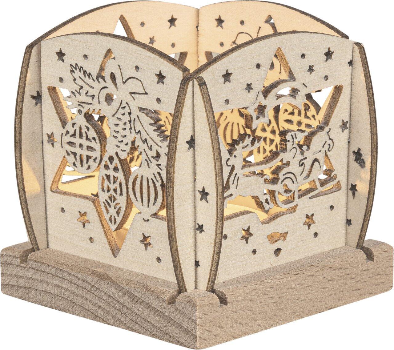 Mini wooden lantern Santa Claus decoration for a tealight, 7 cm