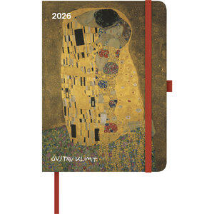Klimt, Gustav: Gustav Klimt 2026 ArtDiary, Maße (B/H): 16 x 22 cm, Buchkalender, 1 Woche/2 Seiten, Mit Gummibandverschluss und Sti
