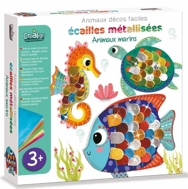 
Coffret tableaux faciles : écailles métallisées - animaux marins
