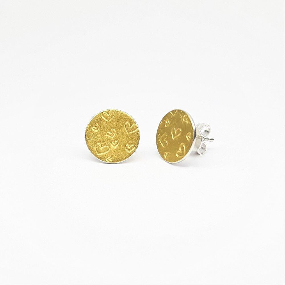 "my sweethearts", ear studs made of fine gold and silver.