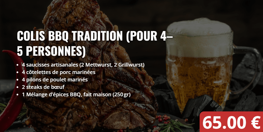 Colis BBQ Tradition (4–5 personnes) - Viande pour barbecue