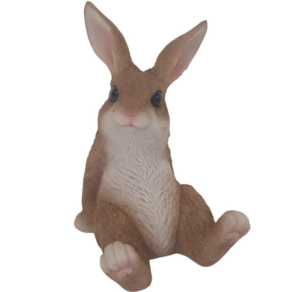 Sitting hare decorative figurine, 22 x 9.5 x 14 cm, brown and white.