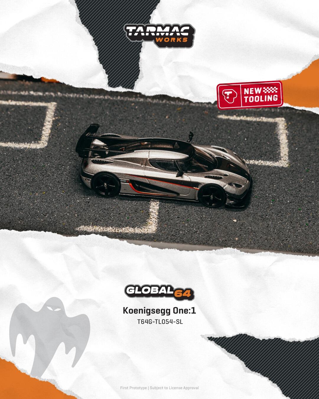 [Vorbestellbar] Tarmac Works - #T64G-TL054-SL - Koenigsegg One:1 - silver - Global64 - 1/64