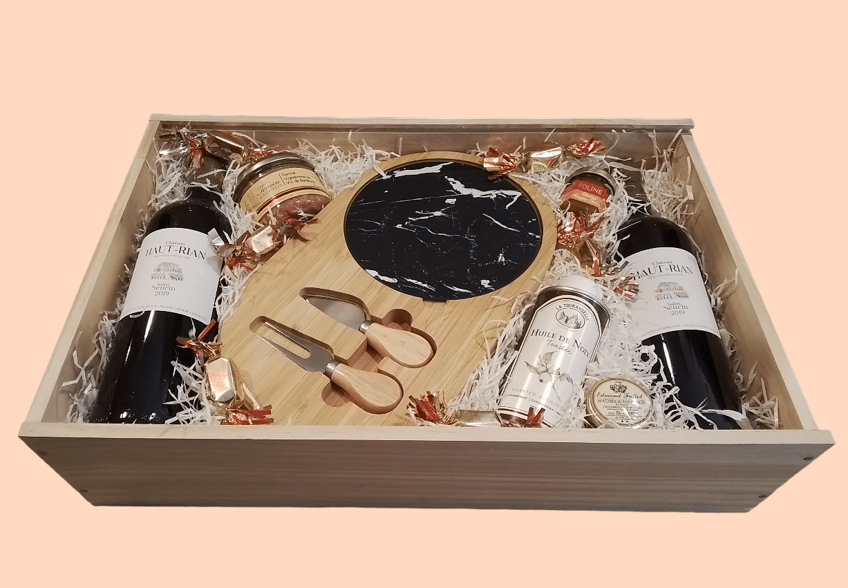 Wooden Gift Box "Wine &amp; Cheese Service