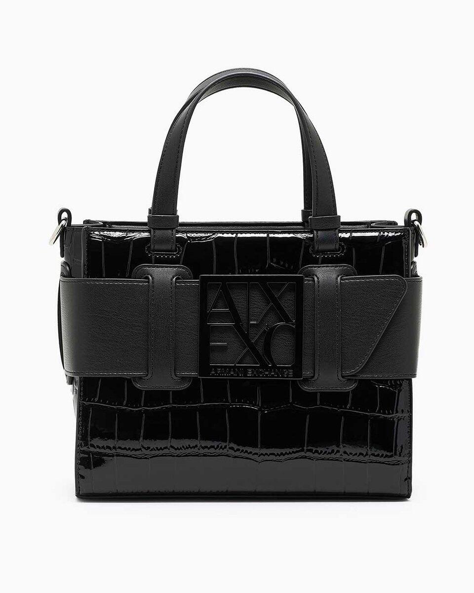 Sac à main, noir croco, ARMANI EXCHANGE