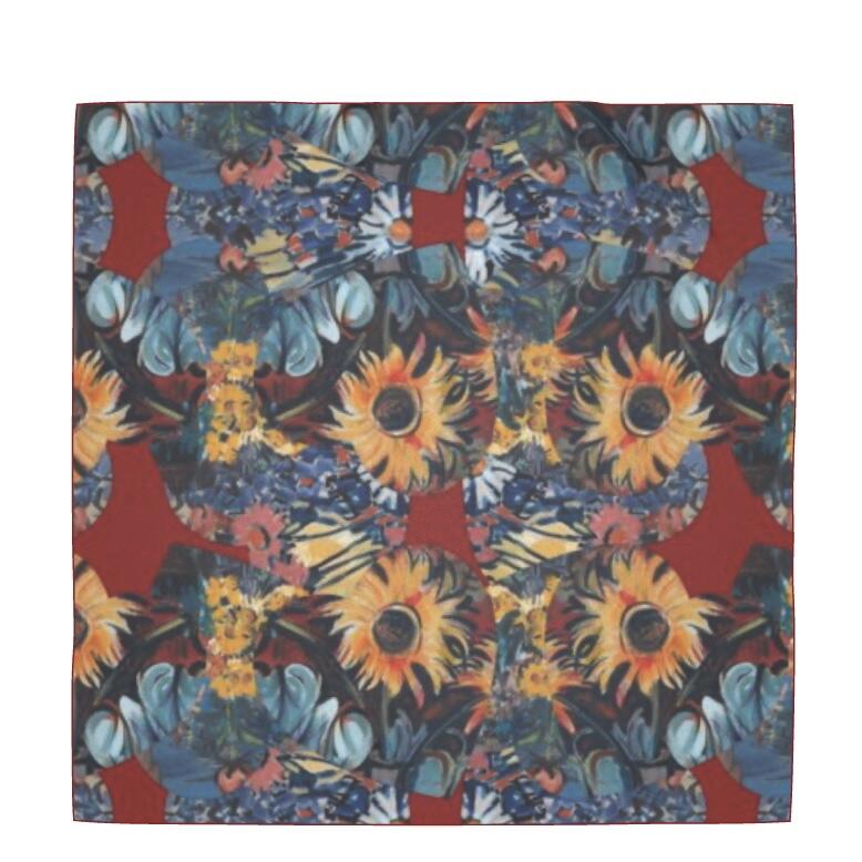 Écharpe en satin de soie Reine de cœur 90x90 cm