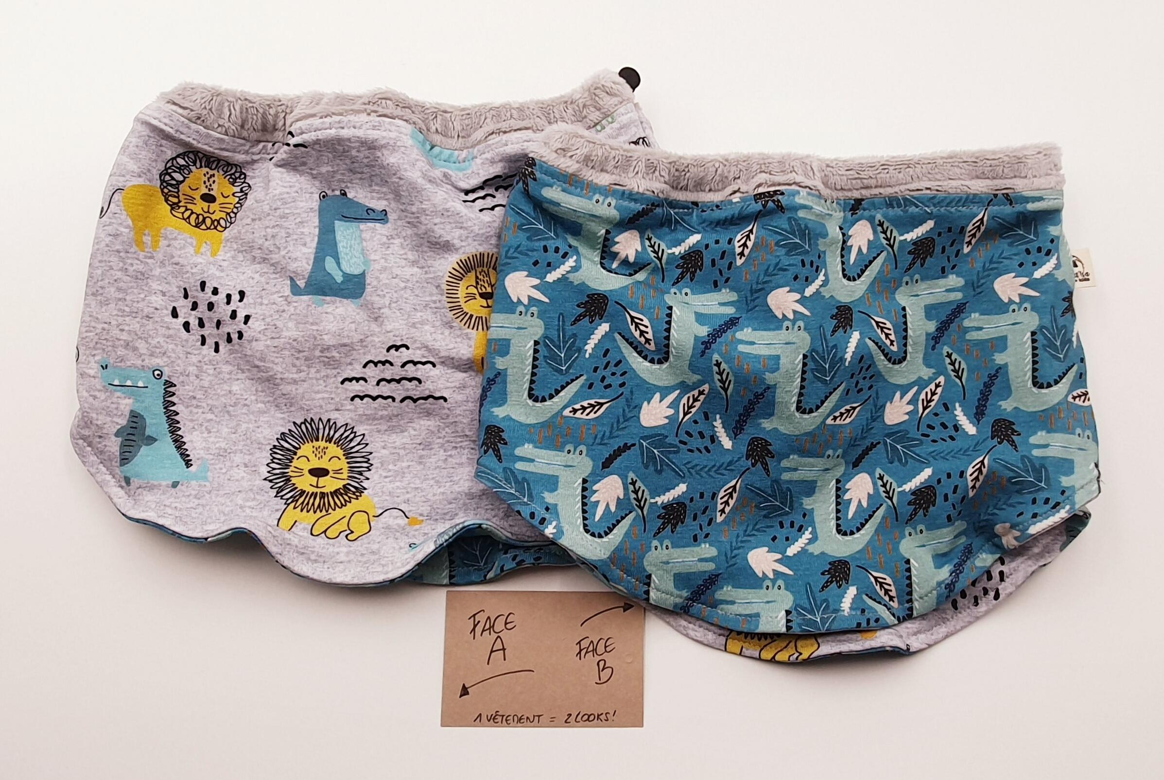 Hat and neck warmer set "Fleurs d'automne"