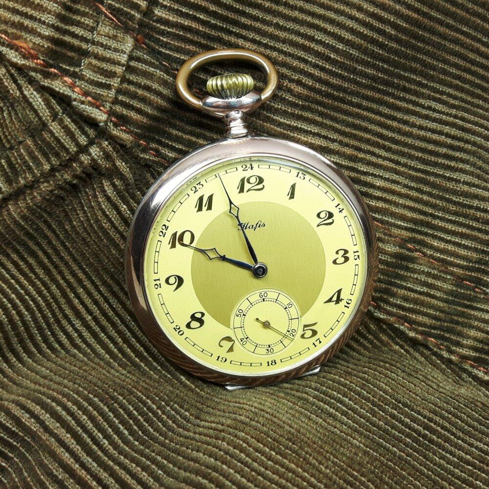 Montre de poche HAFIS, argent 800/- doré rose. Vintage en très bon état