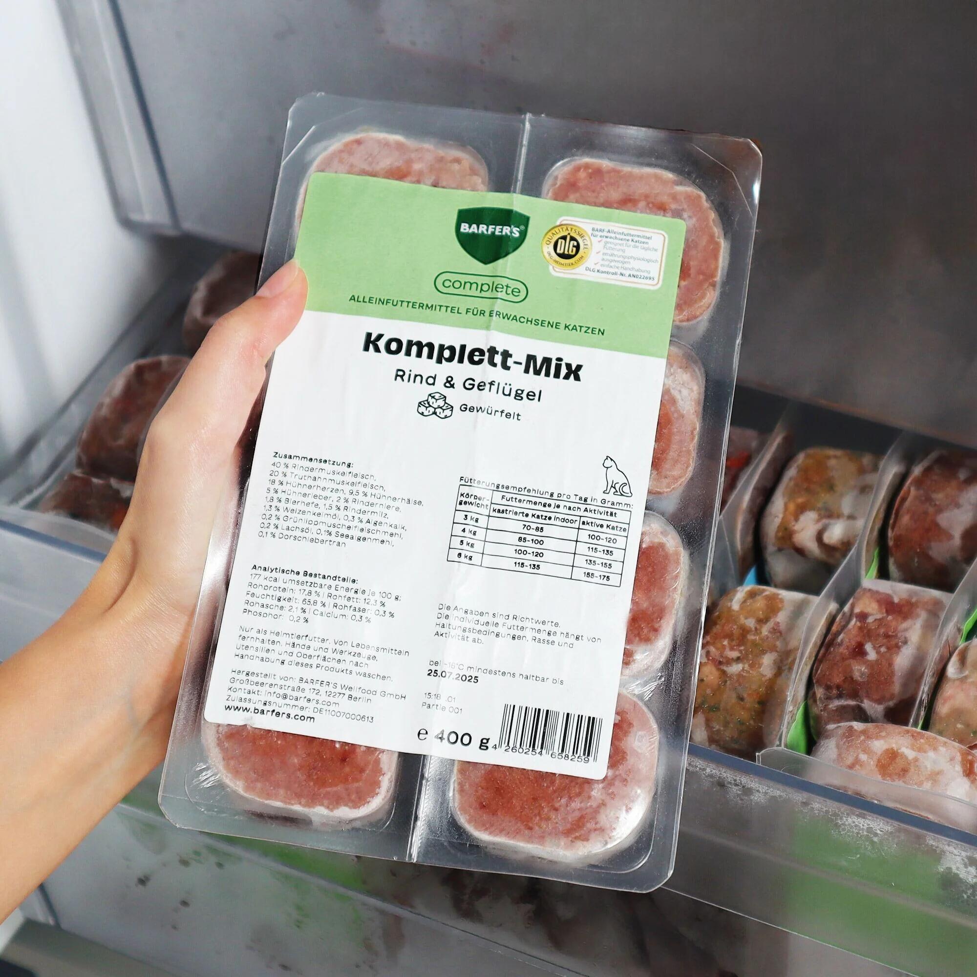 Würfel: Komplett-Mix Rind & Huhn für Katzen