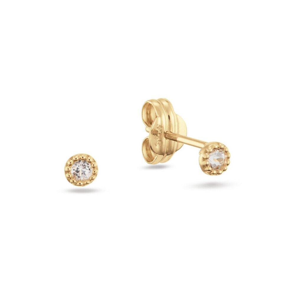 Jackie Gold - JKE25.511 - Stud Earrings - Women's - 14k Yellow Gold - Topaz - Grimaldi - 3mm