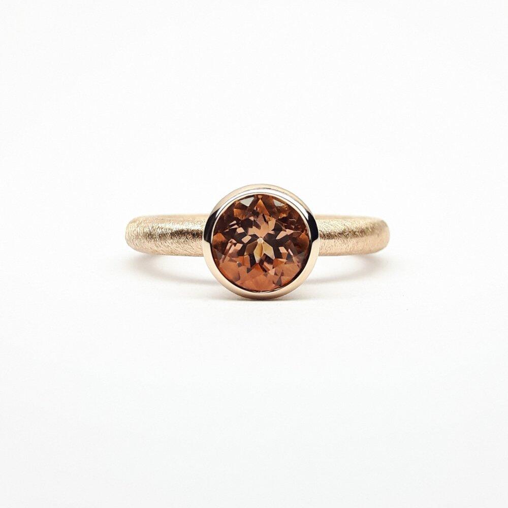 "combiring medium", 18kt Rotgold und apricot Turmalin Ø7mm.
