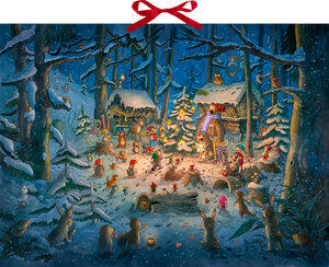 Walko: Chœur animal dans la forêt hivernale – Calendrier de l'Avent mural, dimensions (L x H) : 52 x 38 cm