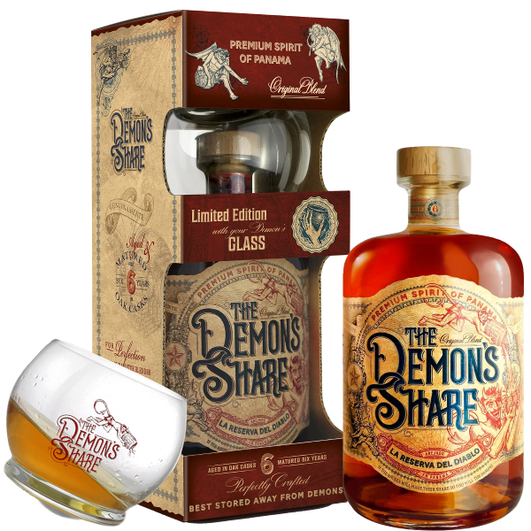 COFFRET RHUM THE DEMON'S SHARE 6 YEARS 40° 70cl + 1 VERRE
