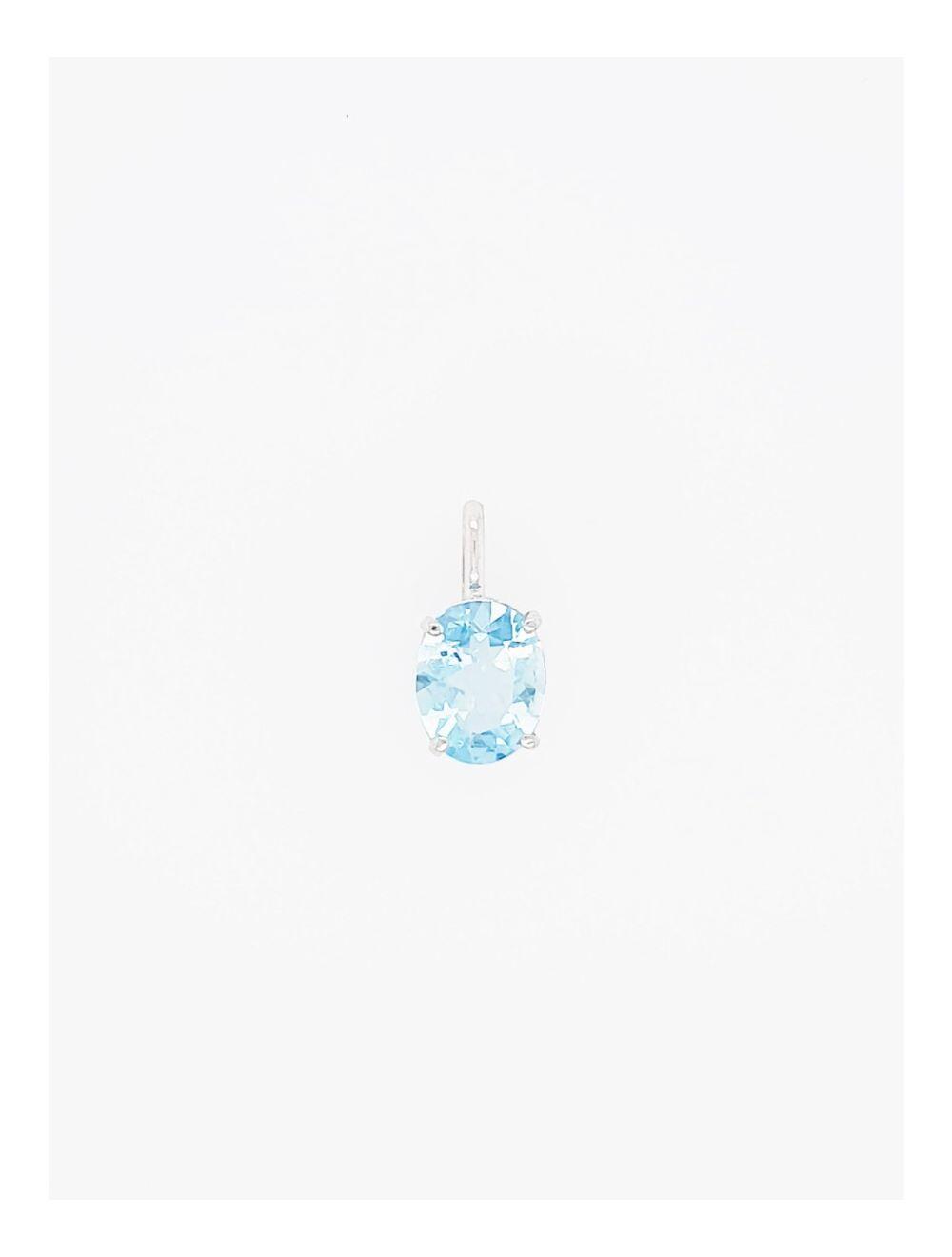 # 18K white gold pendant with aquamarine stone