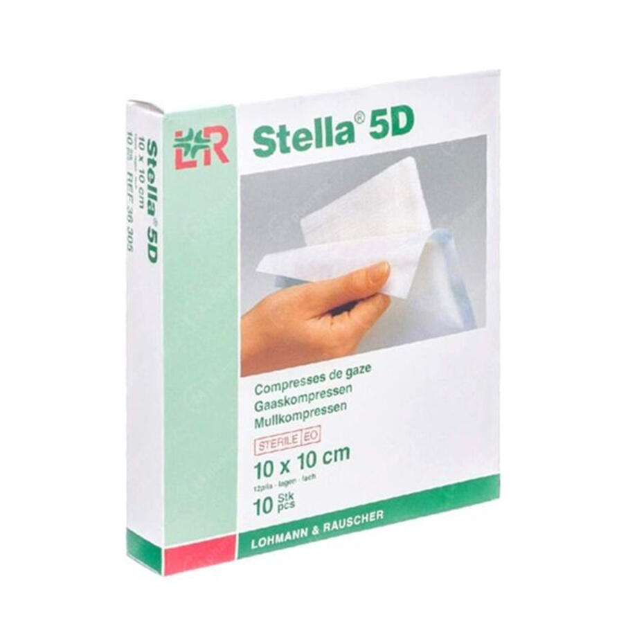 Compresse sterile 5D, 10 × 10 cm, 12 plis – Sachet de 5 pieces