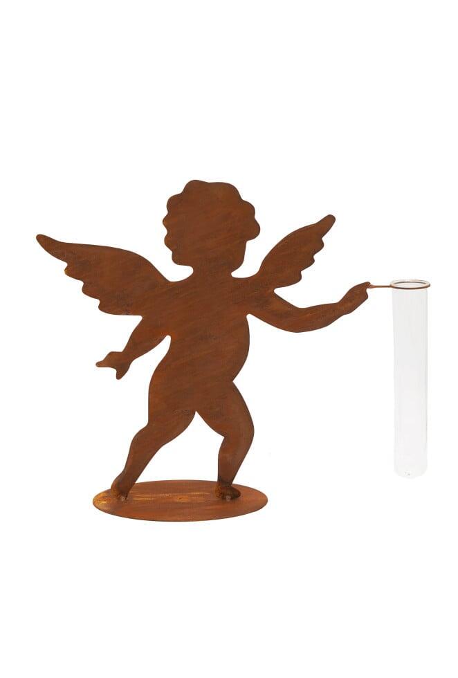 Badeko decorative figurine: Angel with test tube, 30 cm, rust brown