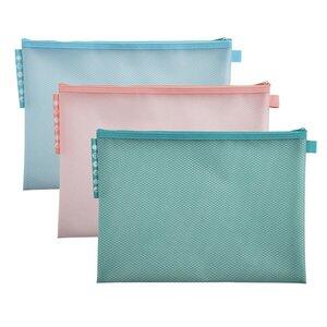 37150E: POCHETTE FERMETURE ZIP EVA A4 pastel assorti
