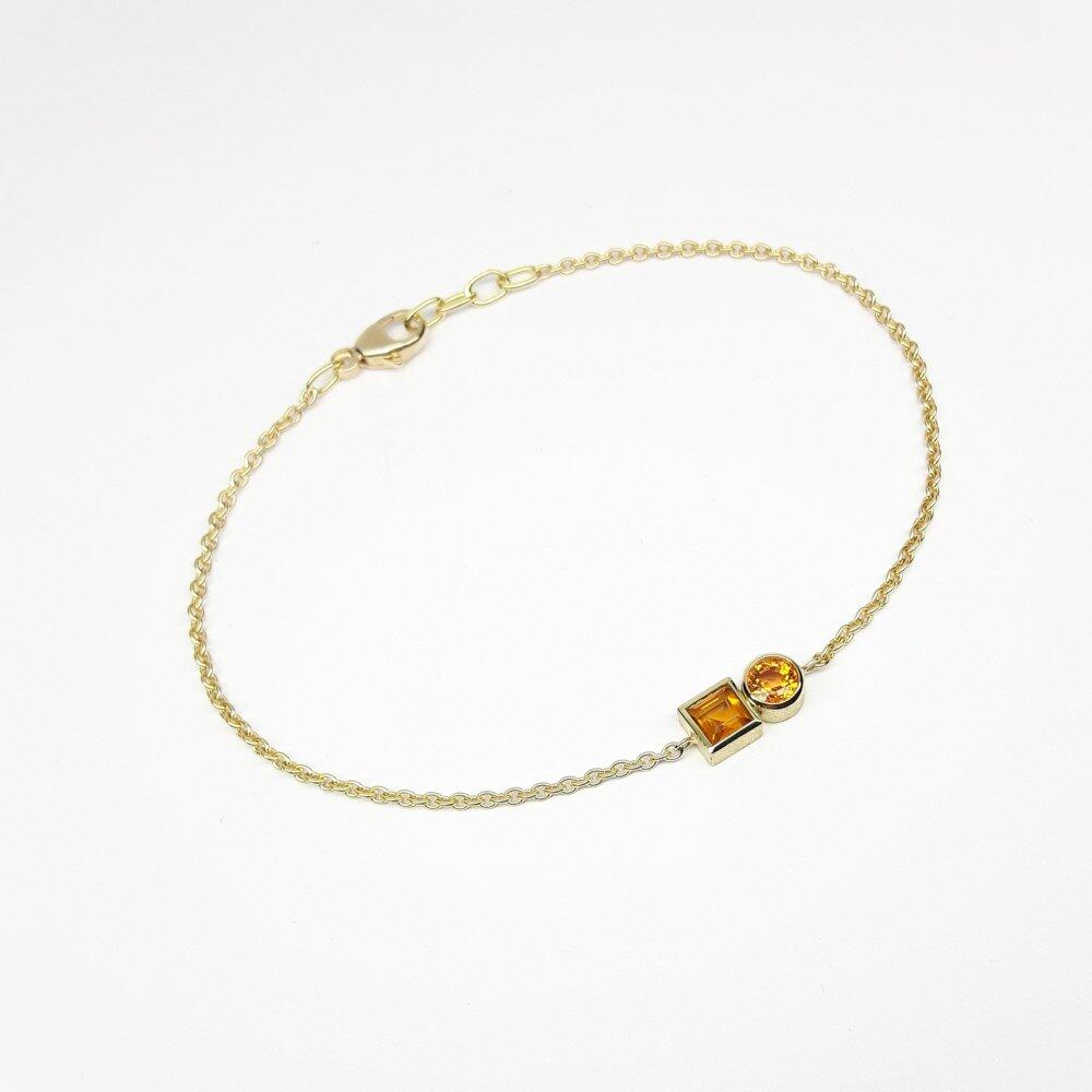 Bracelet in 18k yellow gold, citrine, and mandarin garnet. One-of-a-kind.