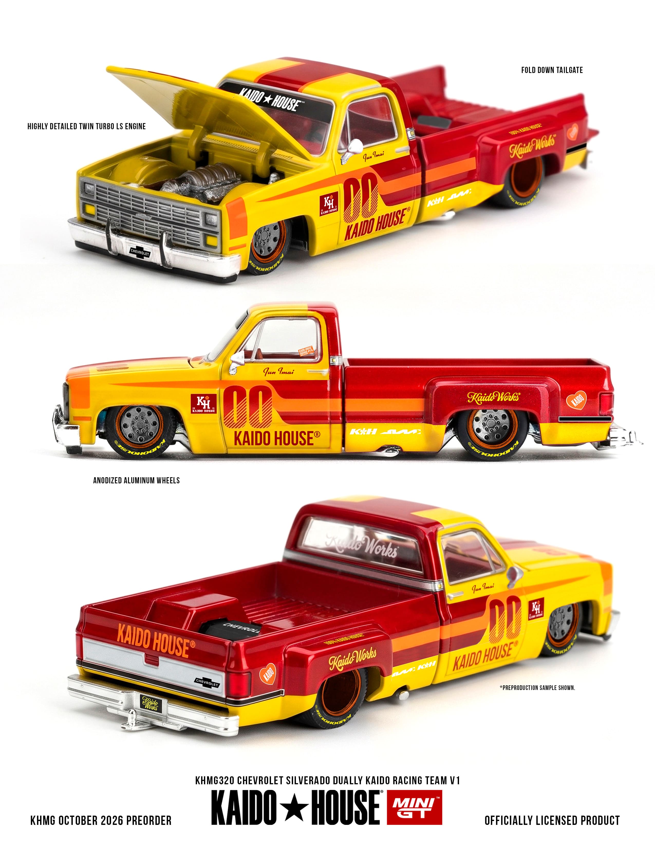 [Vorbestellbar] Kaido★House / Mini GT -  Chevrolet Chevy Silverado Dually - Kaido Racing Team V1 - #KHMG320 - 1/64