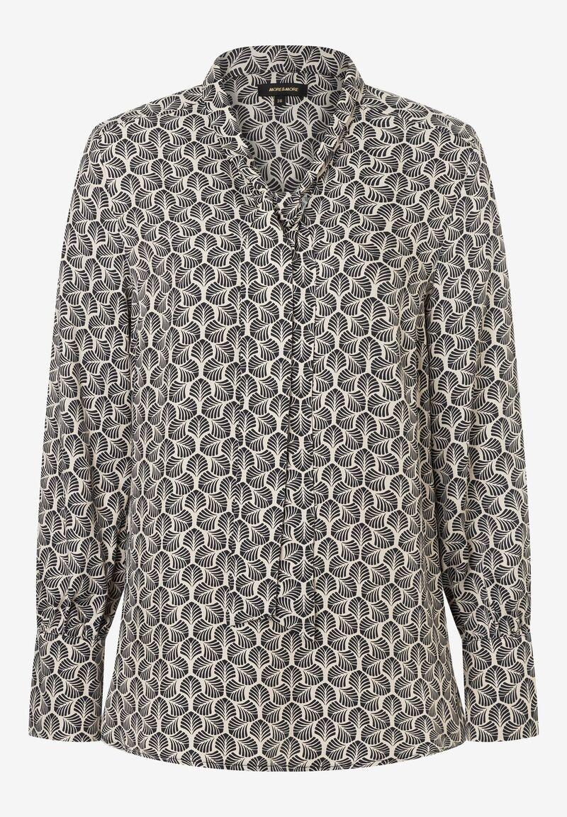 Blouse satin imprimé à nœud Pussycat