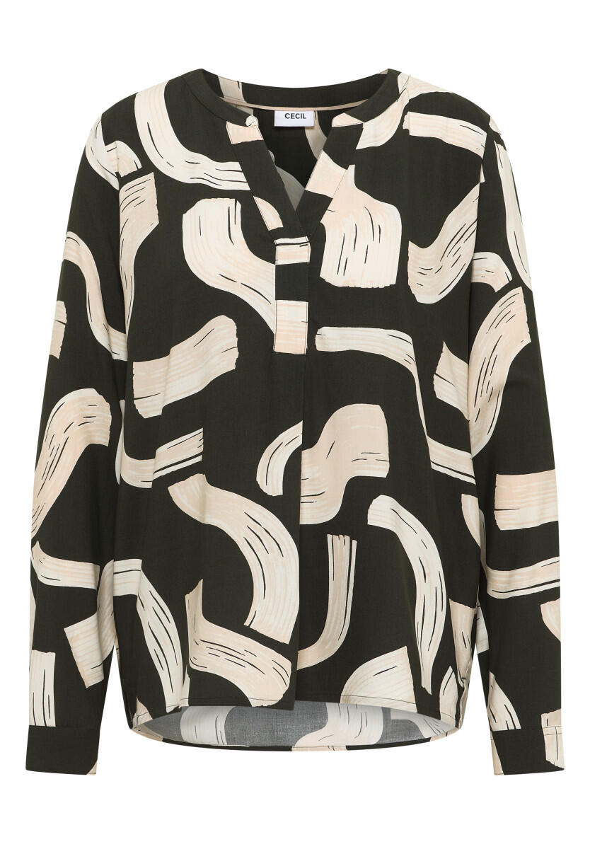 Gemusterte Split Neck Bluse