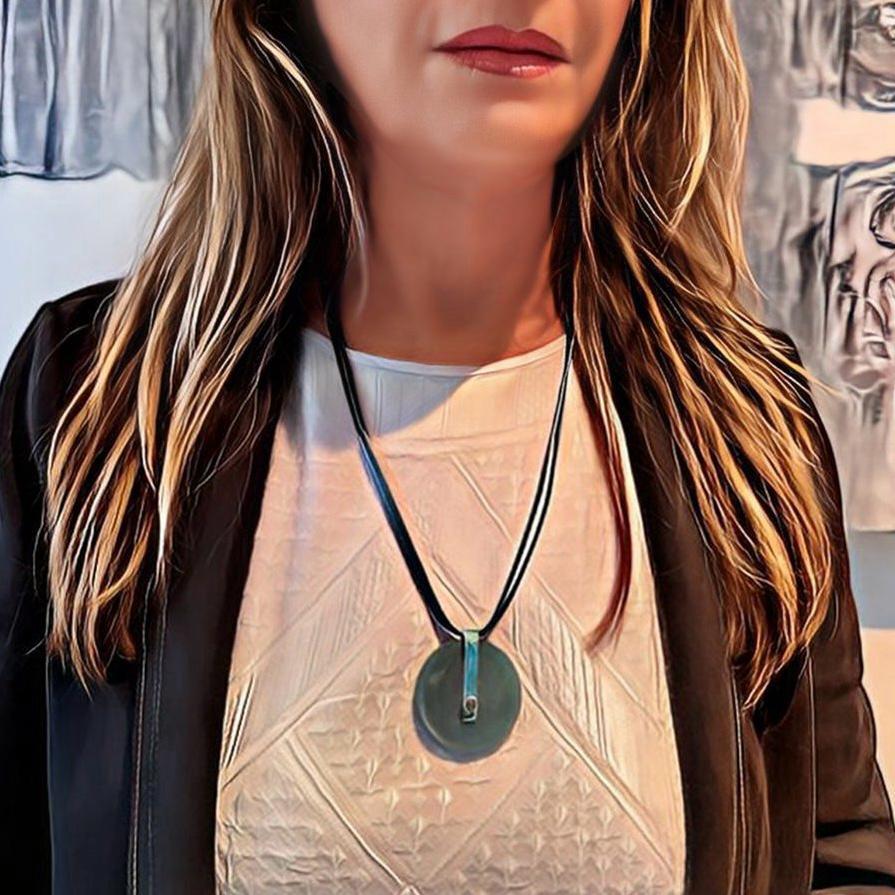 Handmade necklace with green concrete pendant 