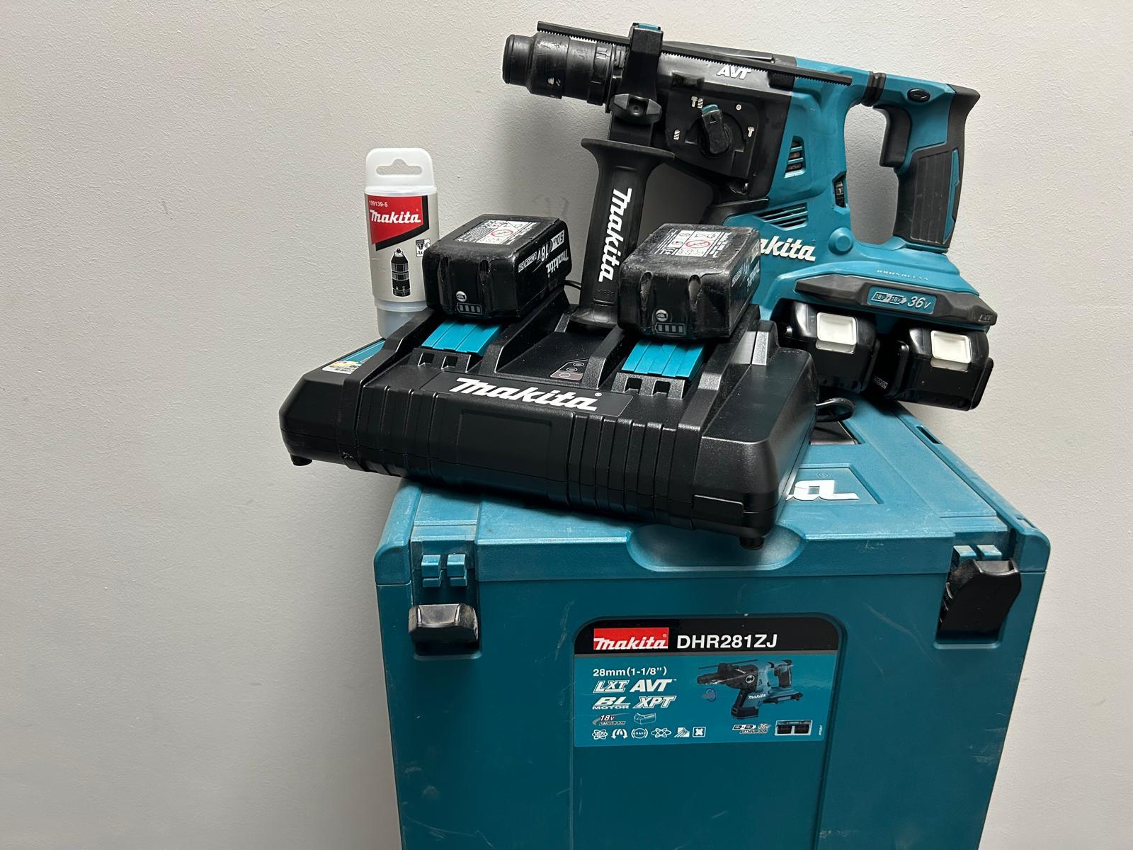 DHR281RTJ Perfo-burineur SDS-PLUS 36V, 4 x Batterie 18V/5 Ah Li-Ion, 1 x Double Chargeur, Makpac