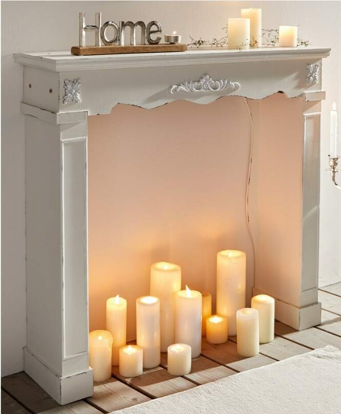 Kaminsims Kaminkonsole weiss shabby
