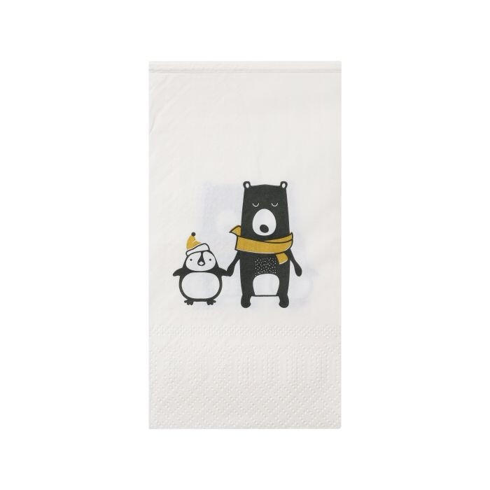 Eglo napkins Penguin & Bear Belbari white/black 16 x 8 cm - 20-pack