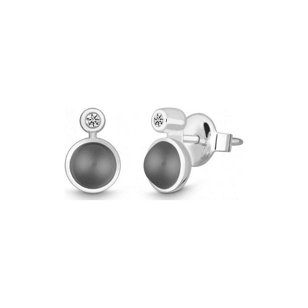QUINN - Ear studs (pair) - Silver - Diamond - Moonstone - Wess. (H) - 36191950