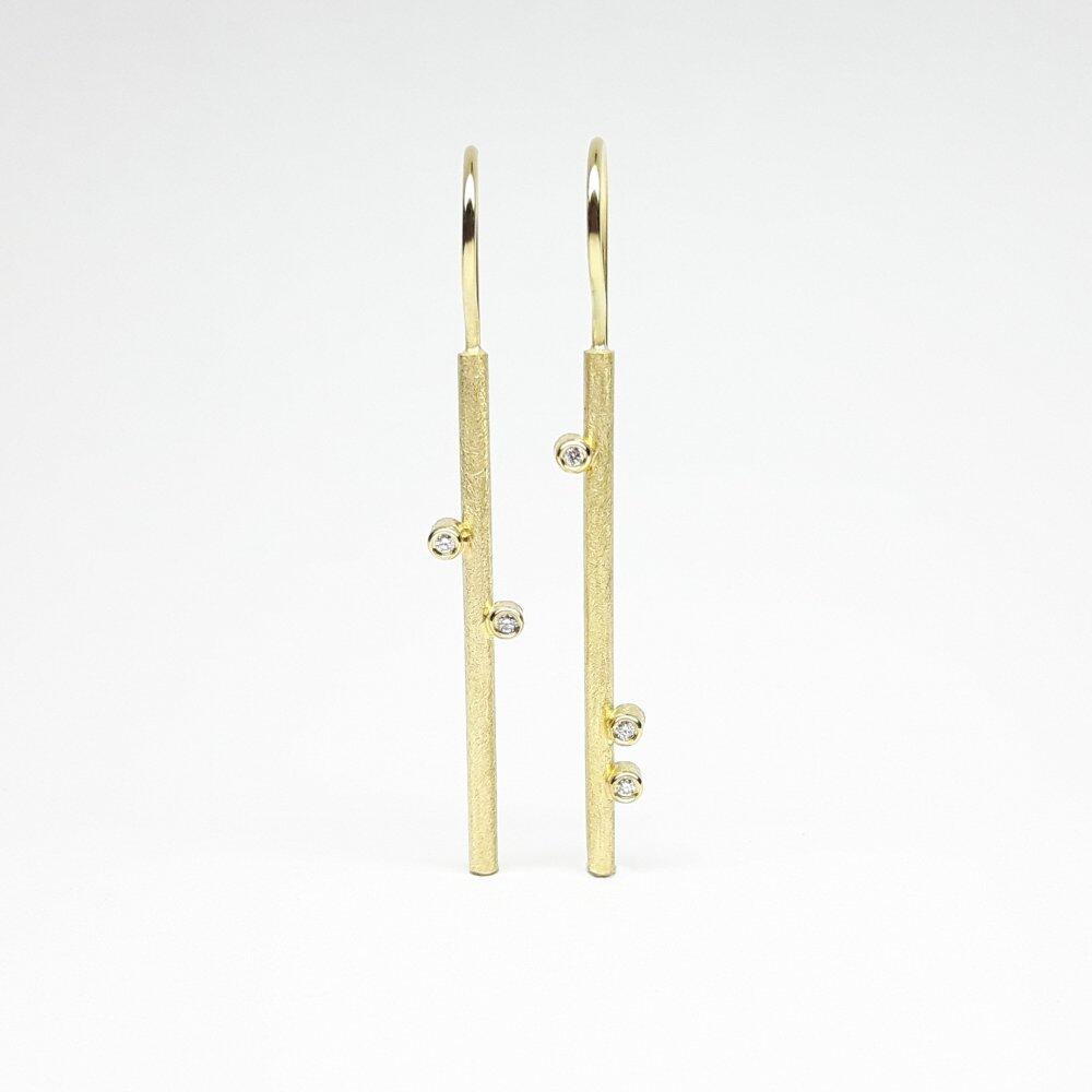 18k yellow gold and diamond drop earrings. One-of-a-kind.