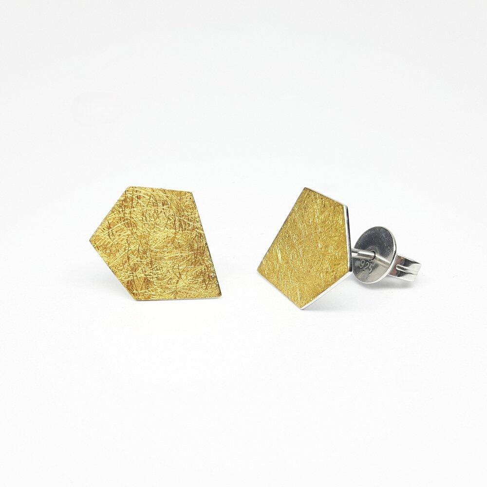 Boucles d'oreilles en or fin et argent 925/-.