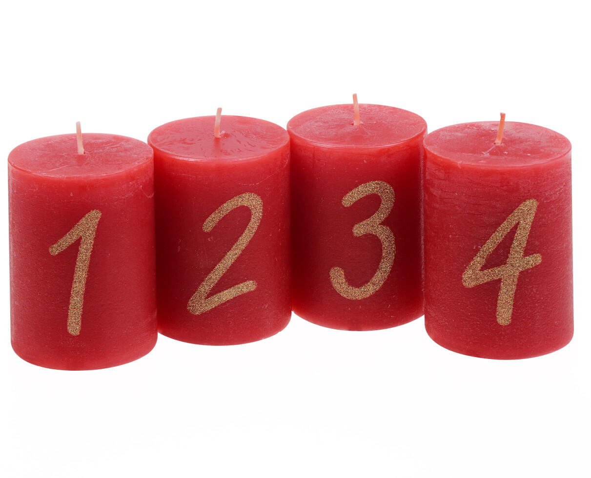 Steinhart pillar candles 1-4 Ø 5.8 x 8 cm 4-pack ruby