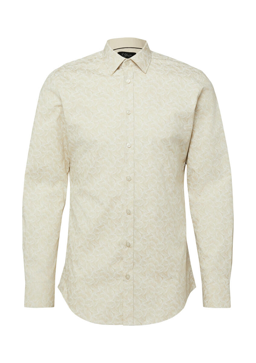 Tailored Fit: Chemise à manches longues à motif en coton stretch