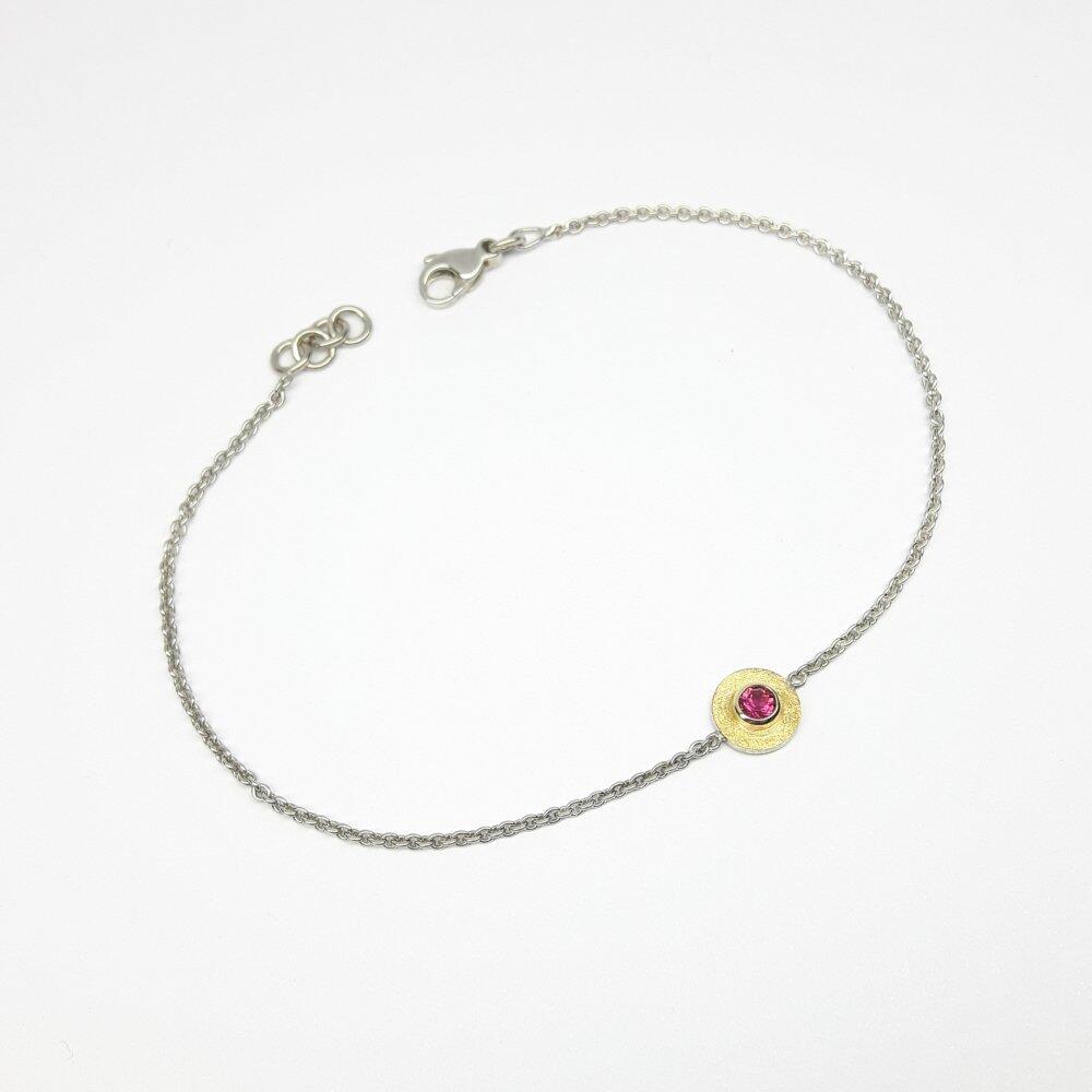 Armband aus Feingold, 925er Silber und rosa Turmalin.