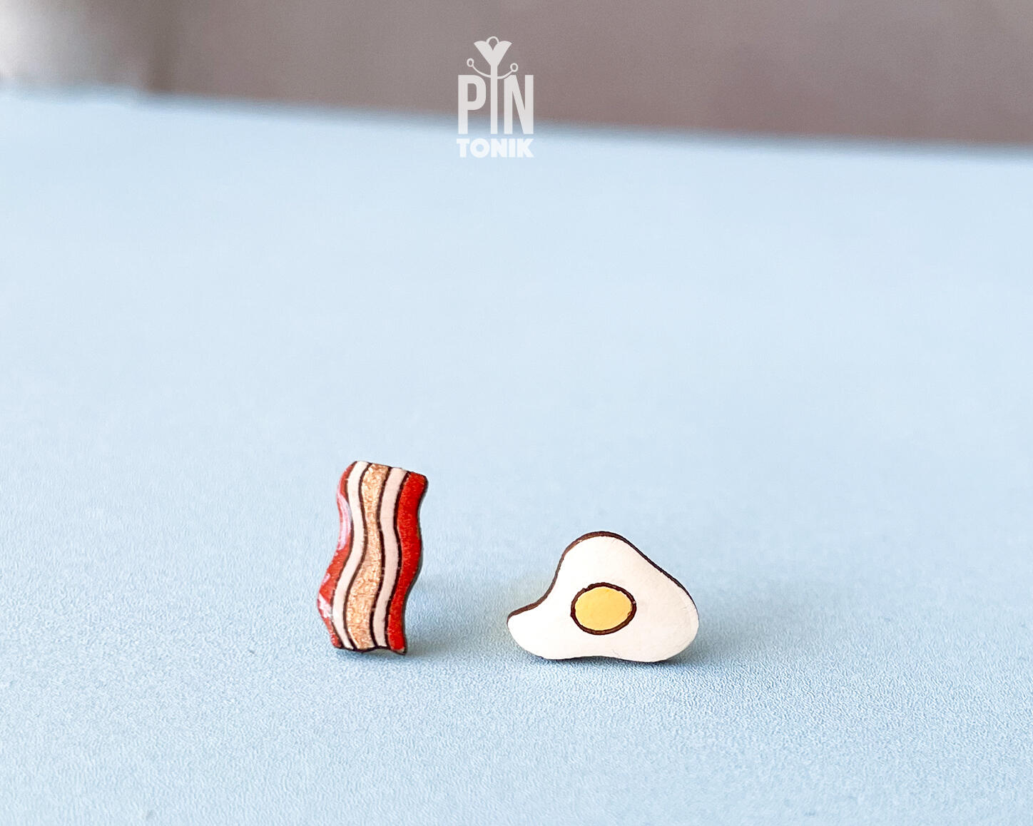 Food Stud Earrings | Fun Food & Snack Lover Earrings | Wooden Earrings | PinTonik