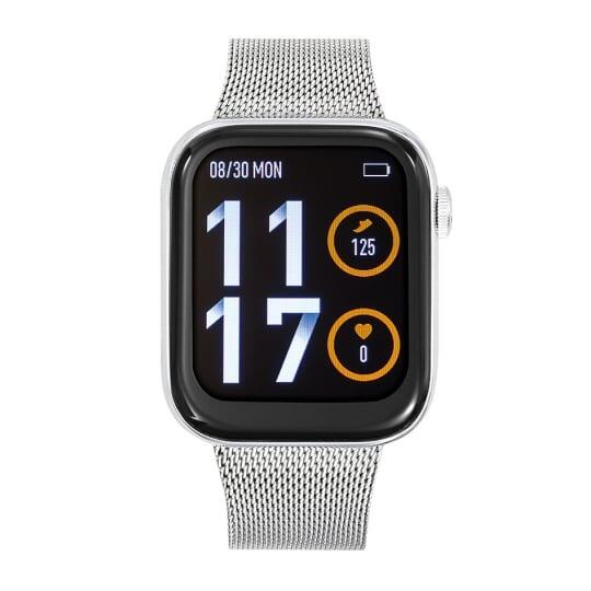 TEKDAY CONNECTED-Uhr *Lautsprecher* Modell: Milanese-Armband, silbernes Gehäuse; es ist möglich, in die Uhr zu sprechen; Maße PRESSIO