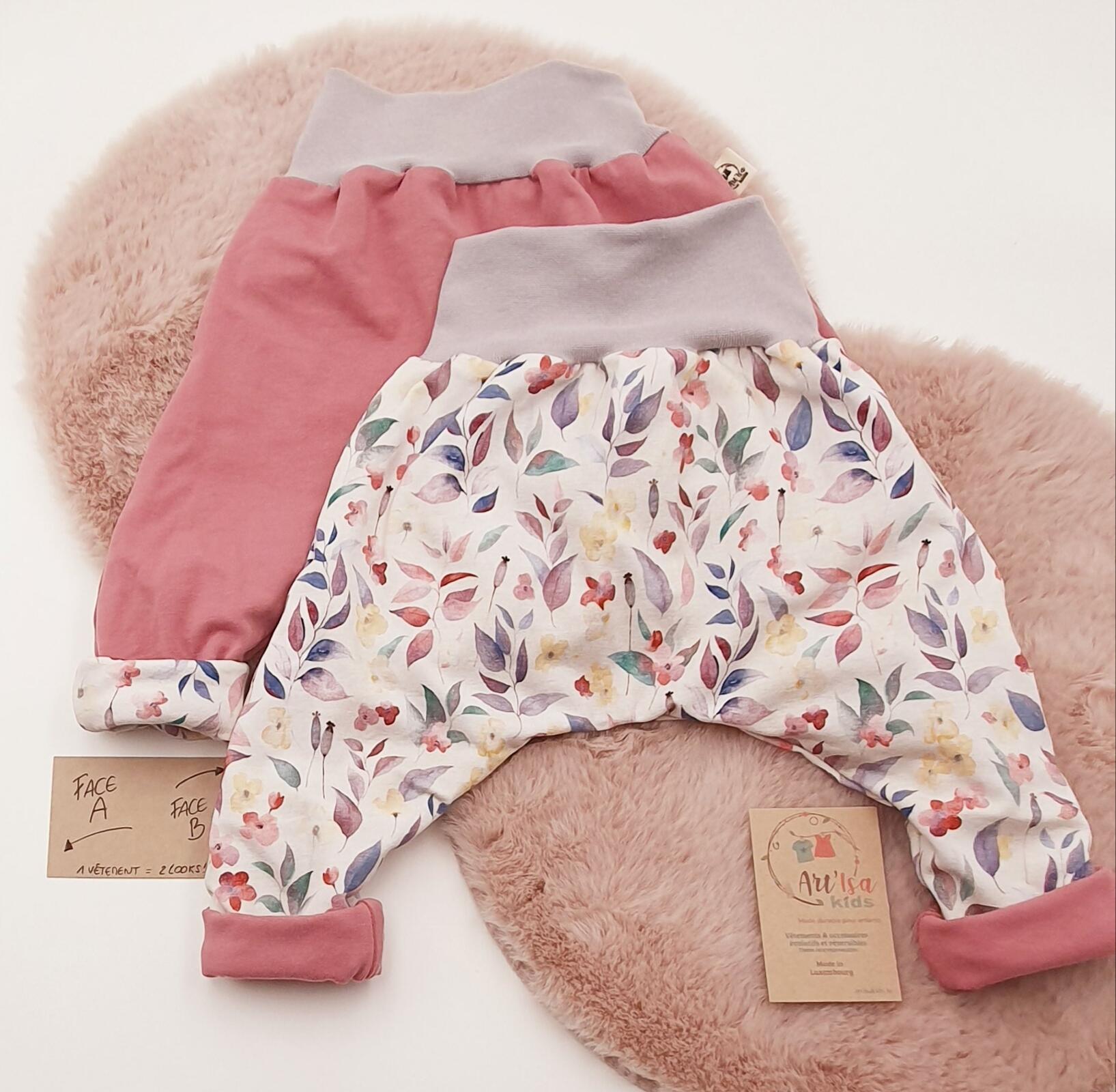 Reversible and adjustable pants "Jardin d'automne"