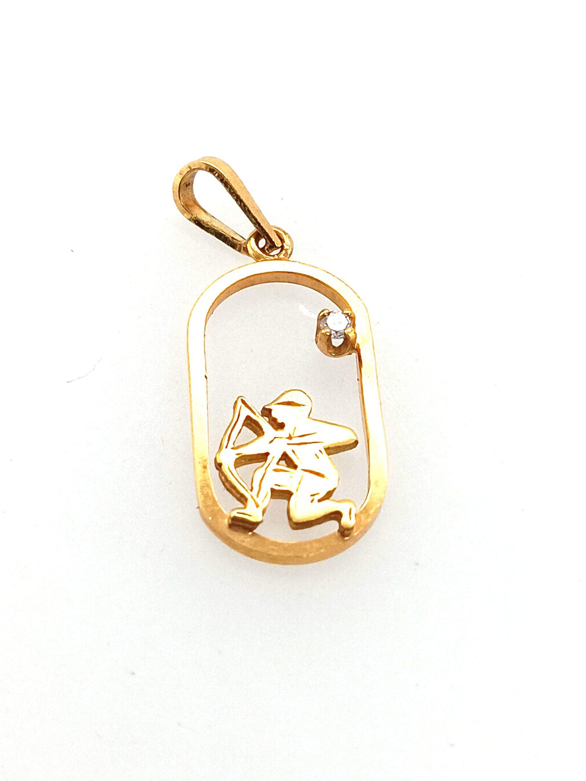 Anhänger 1.8X1cm Sagittarius 18K Gelbgold mit 0.01ct Naturdiamant (letztes Modell)