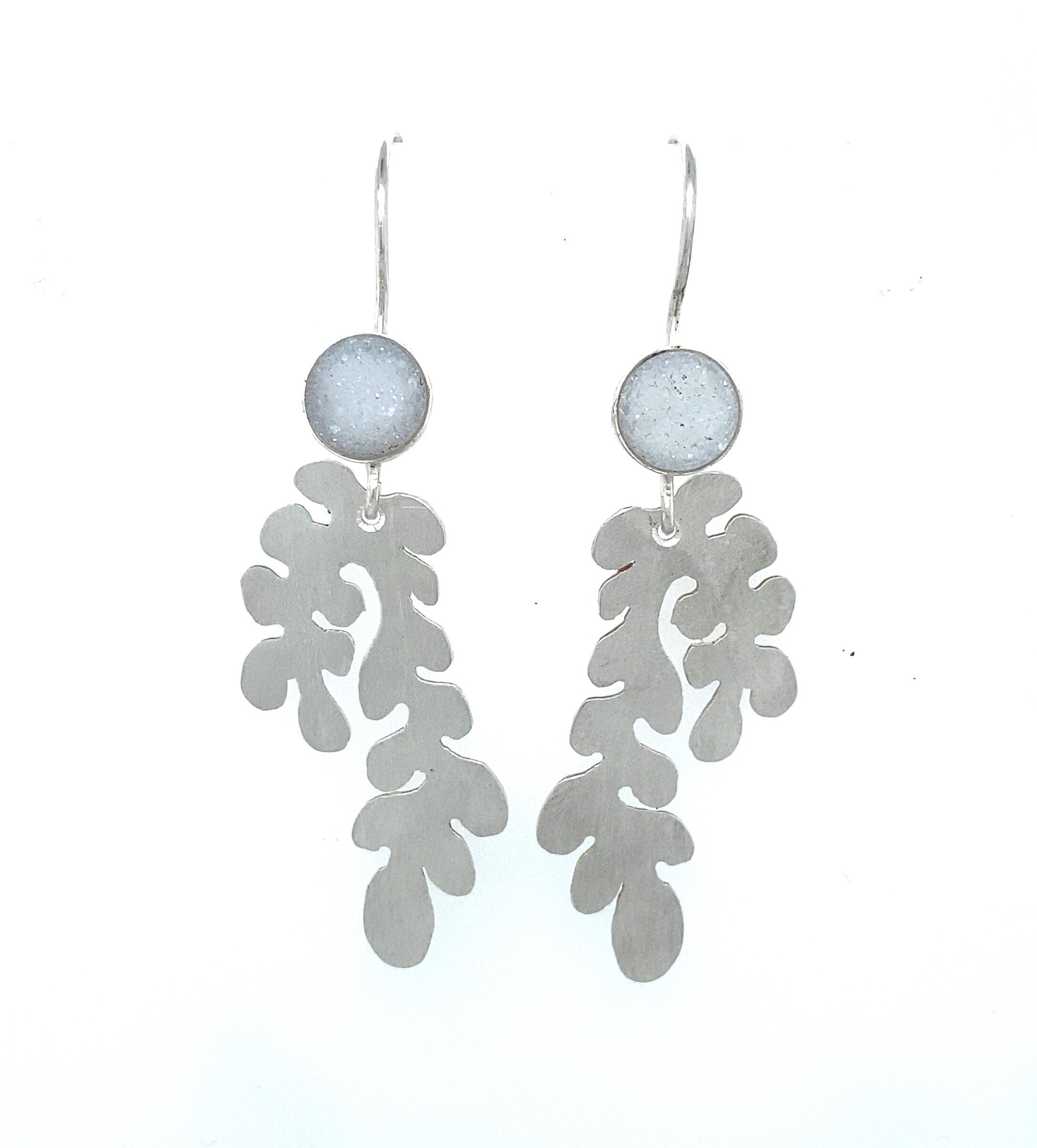 Earrings in 925/- Fairtrade silver with crystallized agate / Nancy Fis Jewellery