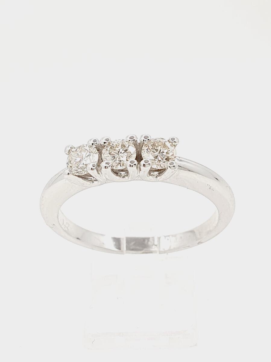 Ring trilogy, trilogie Weißgold 18K mit 0,45 ct natürlichen Diamanten