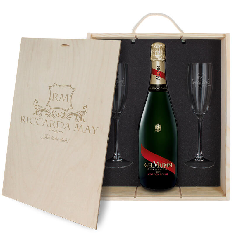 3-piece champagne set Initialien