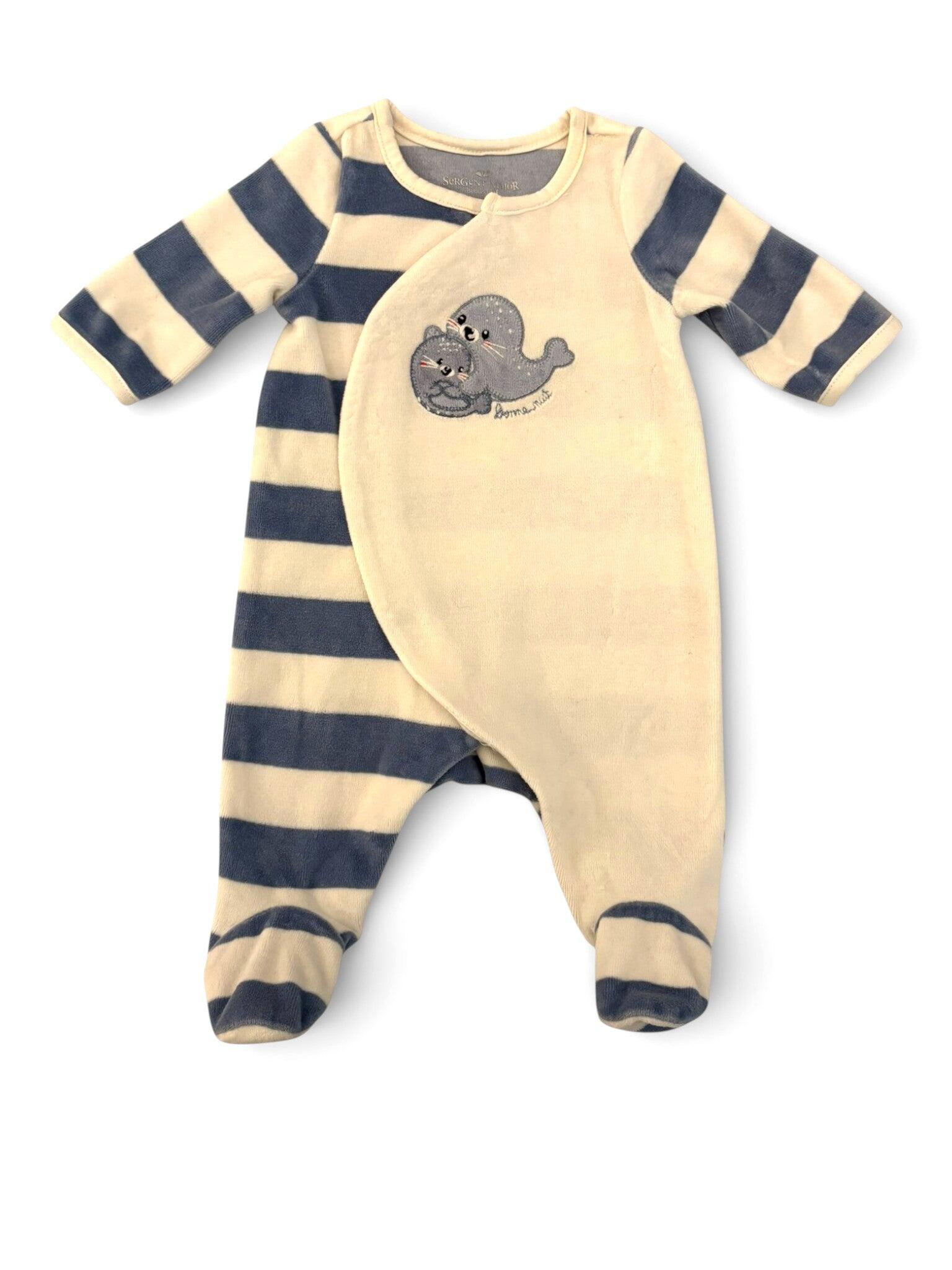 Sergent Major pyjama à pieds en velours Seal (50 cm)