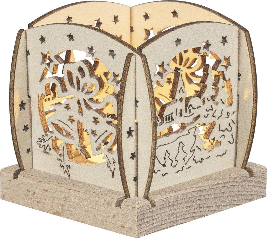 Mini Wooden Nativity Lantern for 1 Tealight, 7 cm