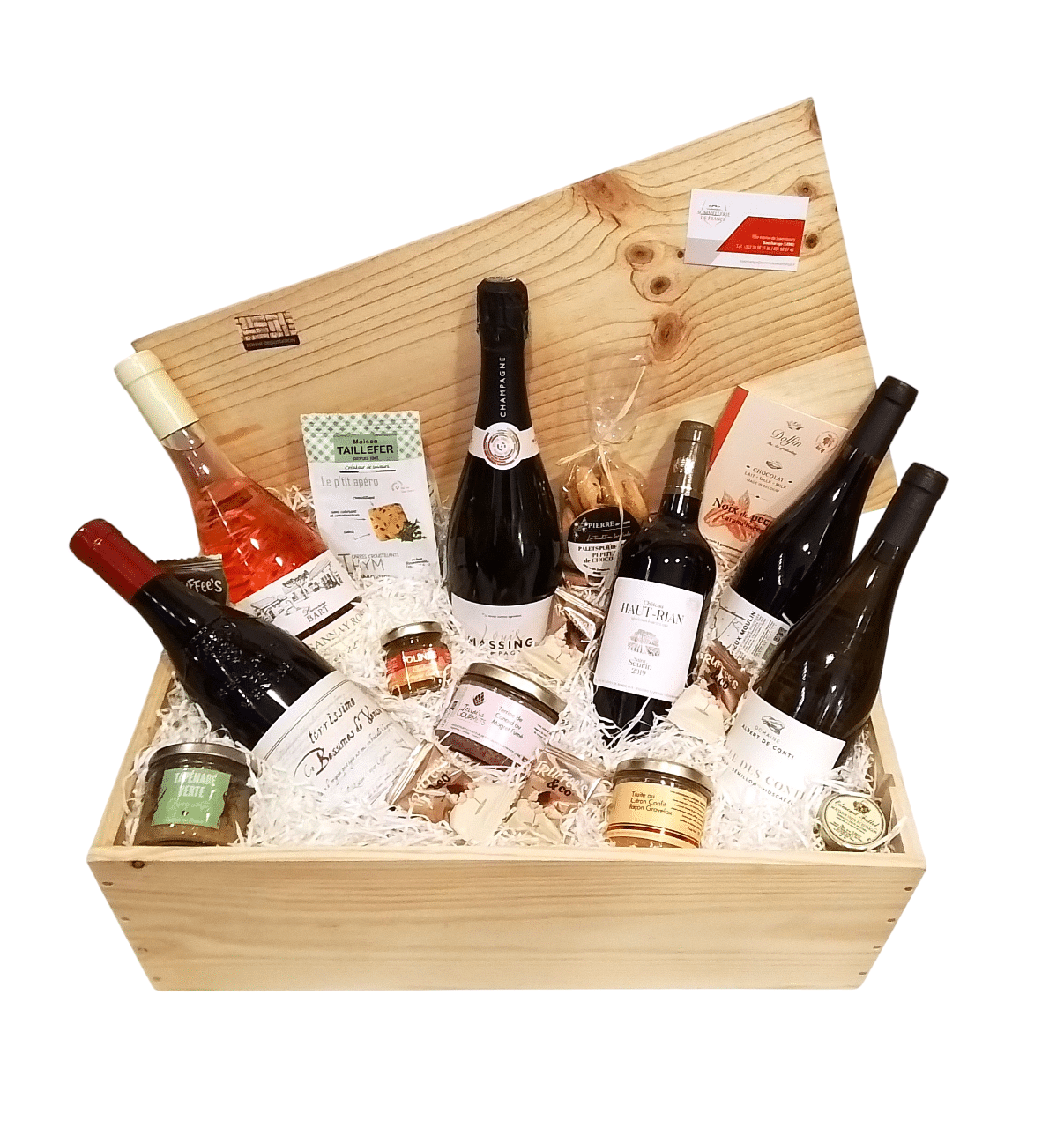 Corbeille Gourmande / Wooden Case "Découverte des Vignobles de France 