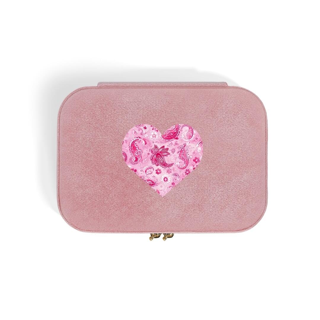 Pink velvet jewelry box: Candy Heart