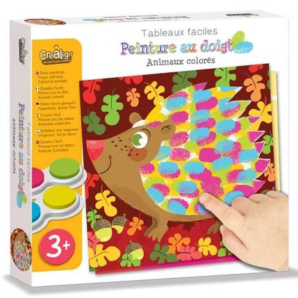 Coffret tableaux faciles : Peinture au doigt - animaux colorés