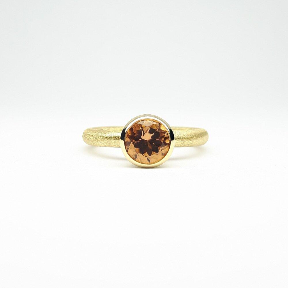 "combiring medium", 18kt Gelbgold und apricot Turmalin Ø7mm.