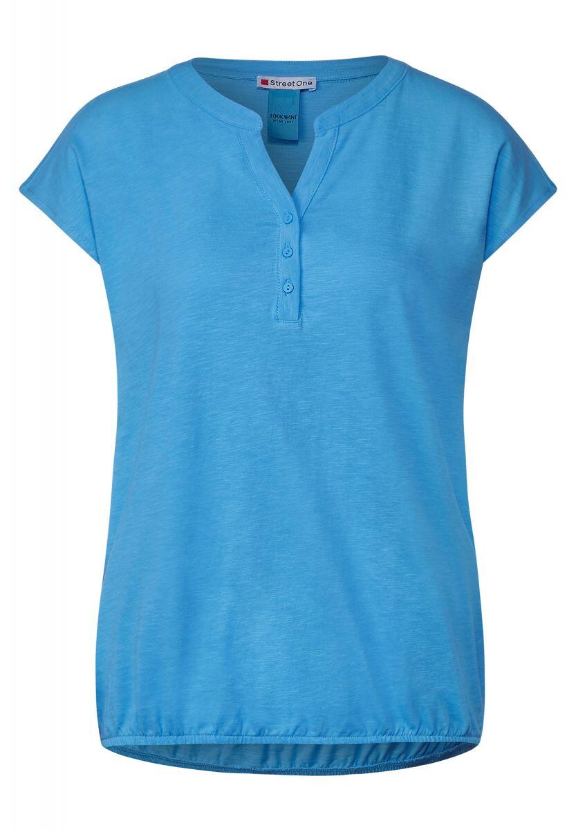 Street One T-shirt with elastic hem - blue (14510) - 34 | Letzshop