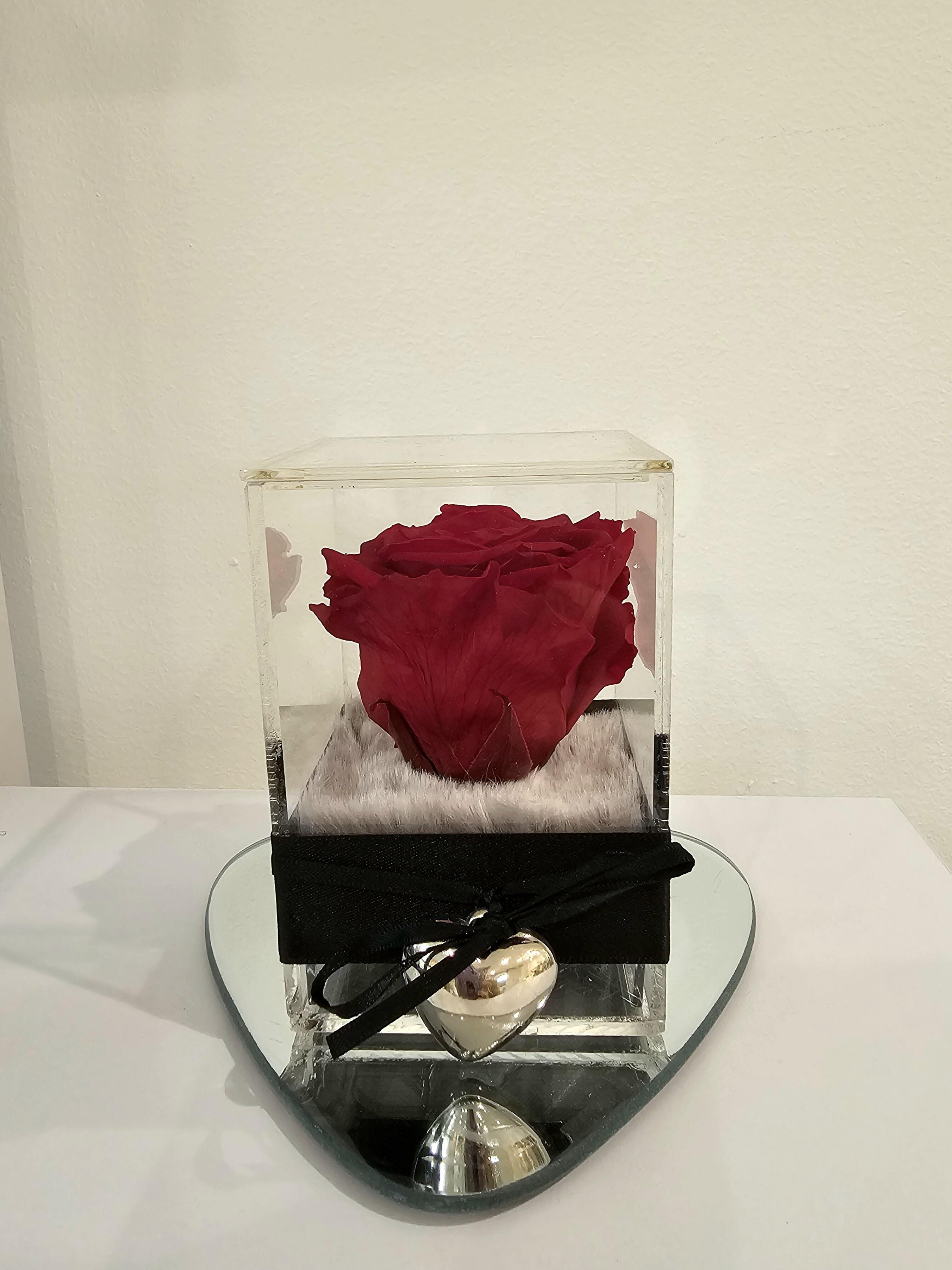 Fleurs : InfinityRose dans un cube en plexiglas